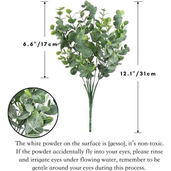 Artificial 6Pcs Faux Eucalyptus Leaves Stems Spray Fake Plants Indoor Eucalyptus - Picture 4 of 7